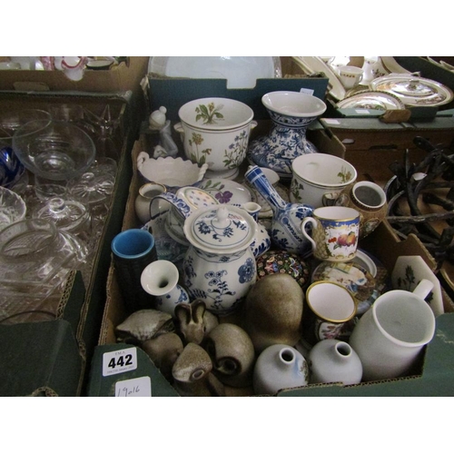 442 - BOX OF MIXED CERAMICS TO INCL DELFT ETC