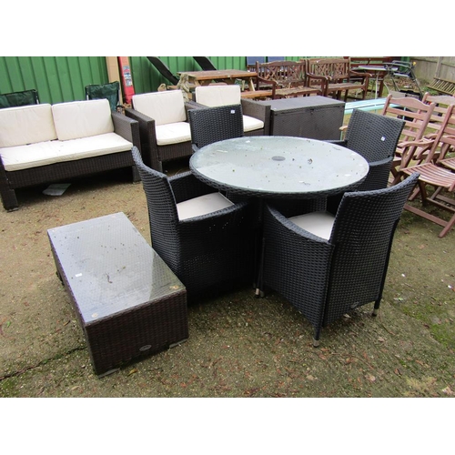 983 - GARDEN RATTAN TABLE AND CHAIRS