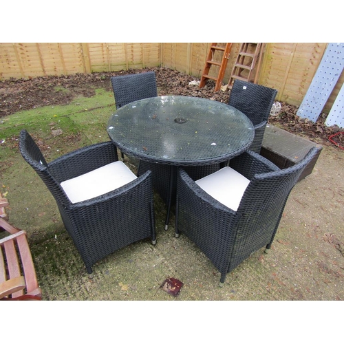 983 - GARDEN RATTAN TABLE AND CHAIRS