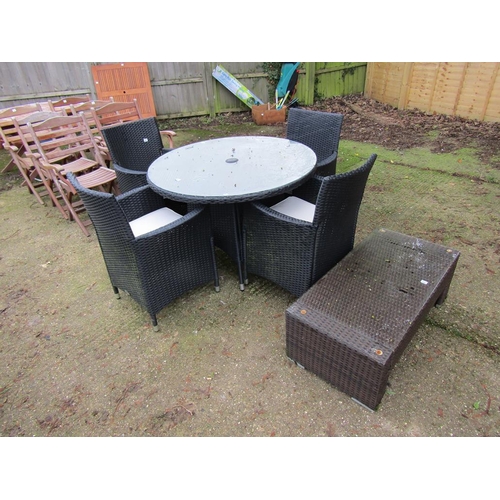 983 - GARDEN RATTAN TABLE AND CHAIRS