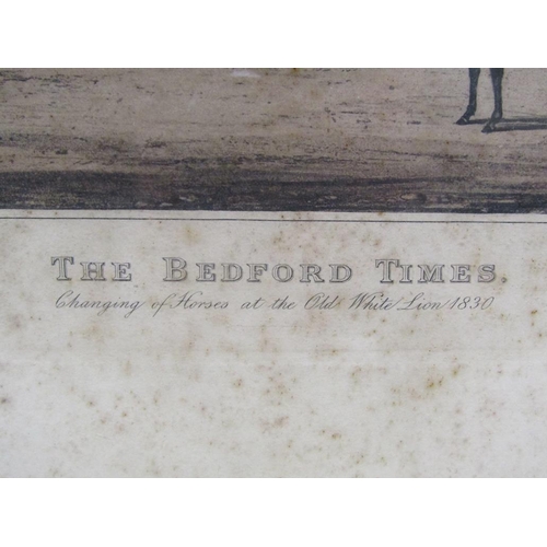 1200 - THE BEDFORD TIMES- COLOURED PRINT, PAINTED BY J POLLARD, F/G, 32CM X 40CM