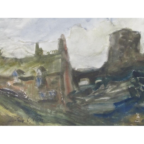 1201 - ARTHUR UPTON - CORFE, SIGNED WATERCOLOUR, F/G, 26CM X 35CM