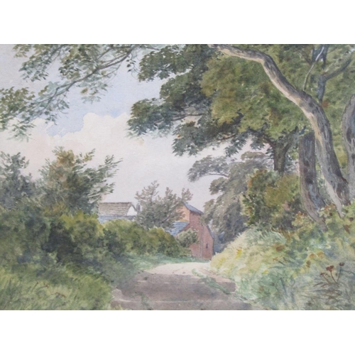 1202 - I RENSHAW - PAIR, 19C SUBJECTS, TIMBERED MANOR HOUSE & A COUNTRY LANE, EACH F/G, SIGNED, 26CM X 38CM