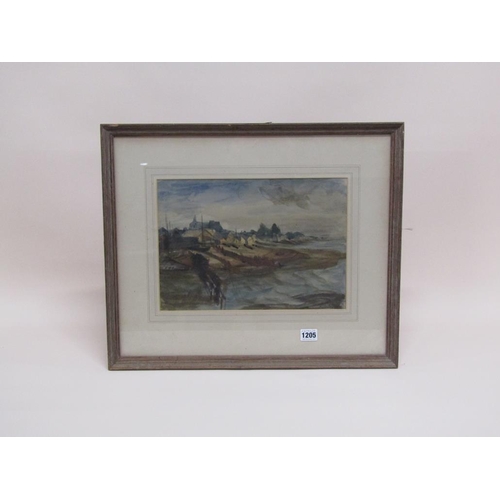 1205 - ARTHUR UPTON - HIGH WATER WHITSTABLE, SIGNED WATERCOLOUR, F/G, 24CM X 34CM