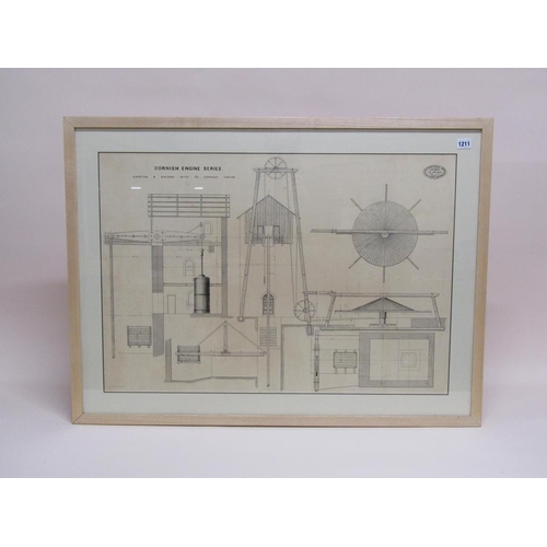 1211 - BLACK ON WHITE PRINT - CORNISH ENGINE SERIES, CAPSTON AND SHEARS, F/G, 56CM X 82CM