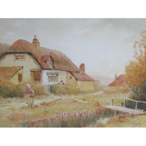 1220 - H ENGLISH 1909 - PAIR, COUNTRY COTTAGES, FRAMED WATERCOLOURS, 30CM X 44CM