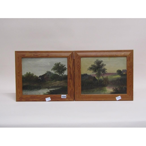 1232 - C MORRIS - RIVERSCAPE AND DUCK POND, SIGNED OIL ON CANVAS, EACH FRAMED APPROX 25CM X 29CM