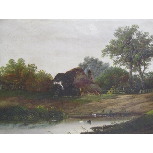 1232 - C MORRIS - RIVERSCAPE AND DUCK POND, SIGNED OIL ON CANVAS, EACH FRAMED APPROX 25CM X 29CM