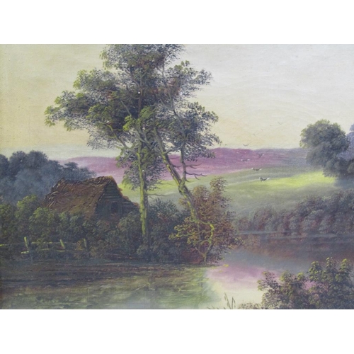 1232 - C MORRIS - RIVERSCAPE AND DUCK POND, SIGNED OIL ON CANVAS, EACH FRAMED APPROX 25CM X 29CM