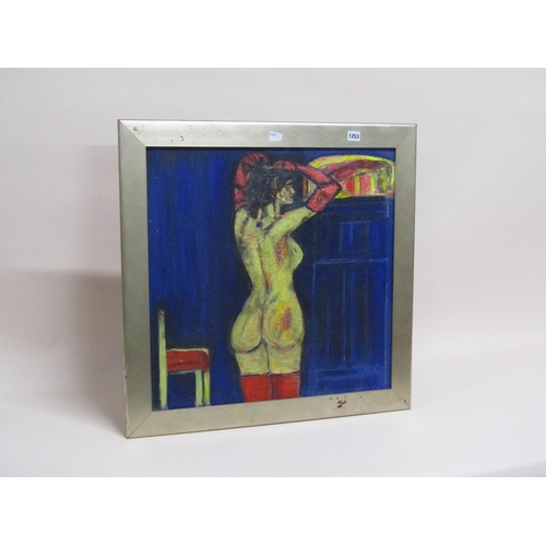 1253 - MARTIN EGGLETON - NUDE, OIL ON BOARD, FRAMED, 60CM X 60CM