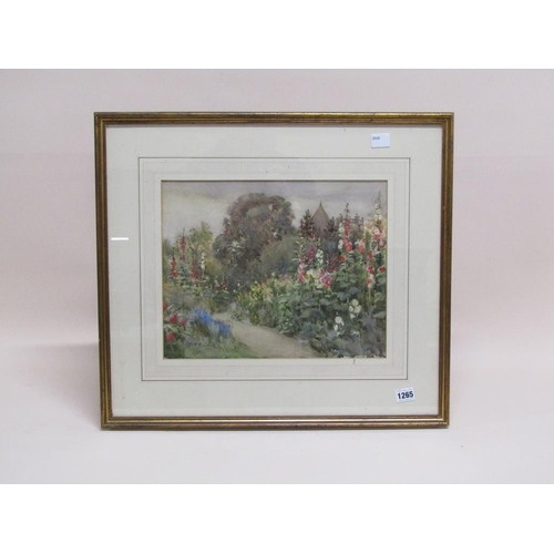 1265 - T.M TEASDALE 1910 - SUMMER GARDEN, SIGNED WATERCOLOUR, F/G, 29CM X 37CM