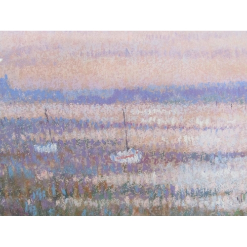 1272 - BRENDA MITCHELL - EVENING MOORING, F/G, PRINT, 20CM X 38CM