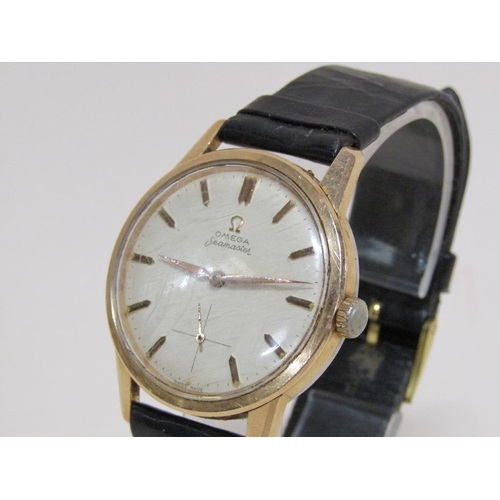 1523 - 1950s OMEGA SEAMASTER ON BLACK LEATHER STRAP - CURRENTLY RUNNING