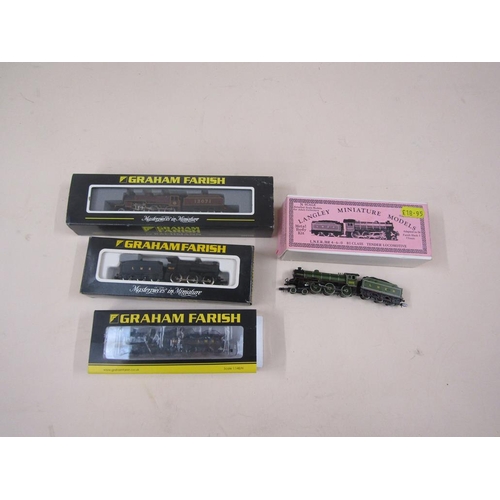 1319 - FOUR BOXED N GAUGE MODEL STEAM LOCOMOTIVES AND TENDERS - LANGLEY AND GRAHAM FARISH