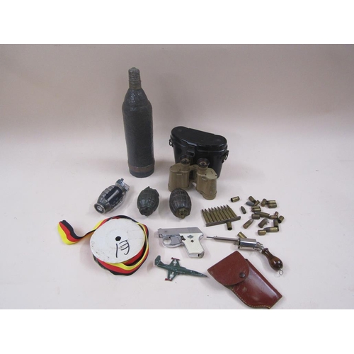 1352 - COLLECTION OF VARIOUS ITEMS OF MILITARY CONNECTION TO INCL THREE DE-ACTIVATED HAND GRENADES, ETC