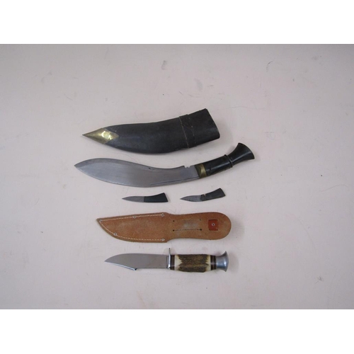 1369 - SHEATH KNIFE; KUKRI KNIFE AND SHEATH