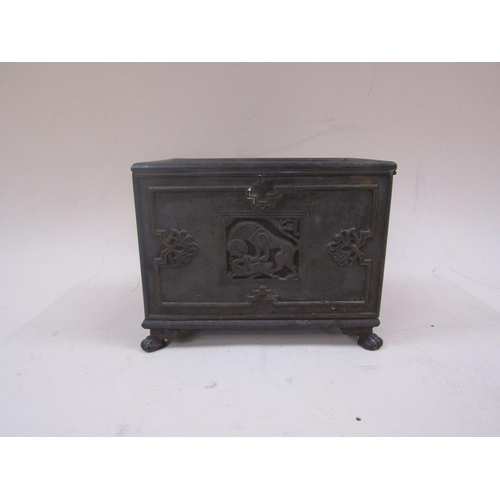 1384 - ORIENTAL CAST METAL BOX, 16CM W