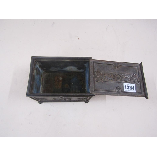 1384 - ORIENTAL CAST METAL BOX, 16CM W