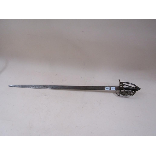 1401 - SWORD WITH CUT STEEL SCABBARD, 105CM L OVERALL