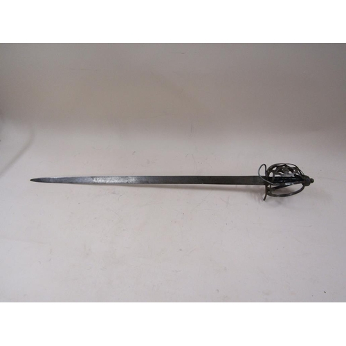 1401 - SWORD WITH CUT STEEL SCABBARD, 105CM L OVERALL