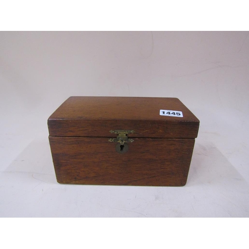 1445 - VICTORIAN OAK TWO COMPARTMENT TEA CADDY