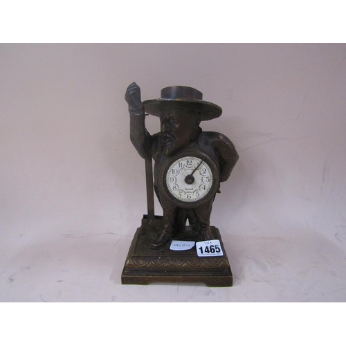 1465 - CAST GILT METAL CLOCK FIGURE, 24CM H