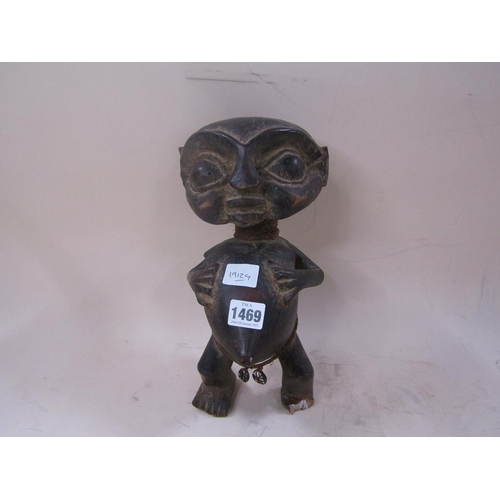 1469 - AFRICAN CARVED WOODEN FIGURE, 31CM H