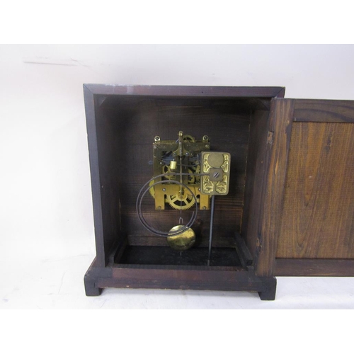 1472 - LATE VICTORIAN CARVED WALNUT CASED MANTEL CLOCK, 31CM H