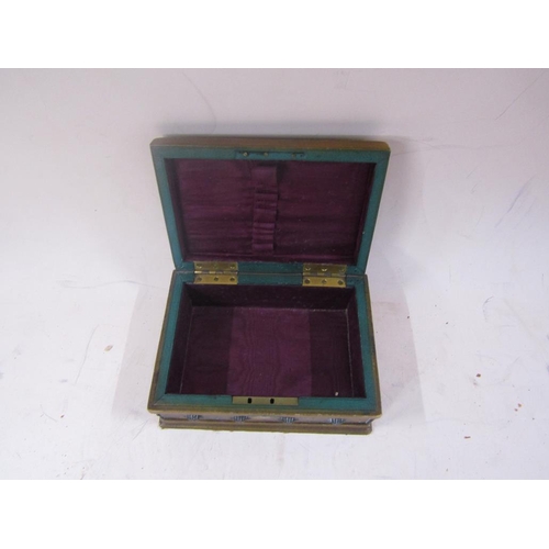 1475 - LEATHER BOUND METAL SPHINX MOUNTED BOX, 18CM W