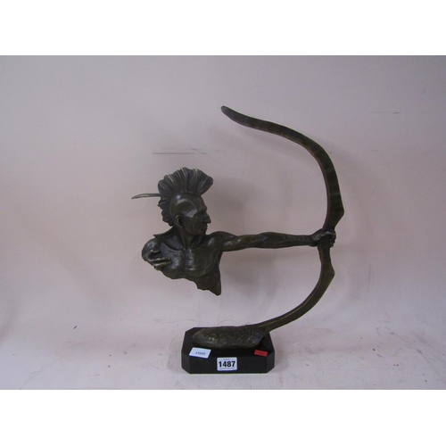 1487 - BRONZED INDIAN ARCHER FIGURE, 42CM H