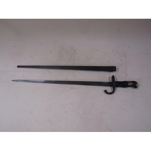 1491 - LATE 19C BAYONET WITH METAL SCABBARD, 67CM L OVERALL