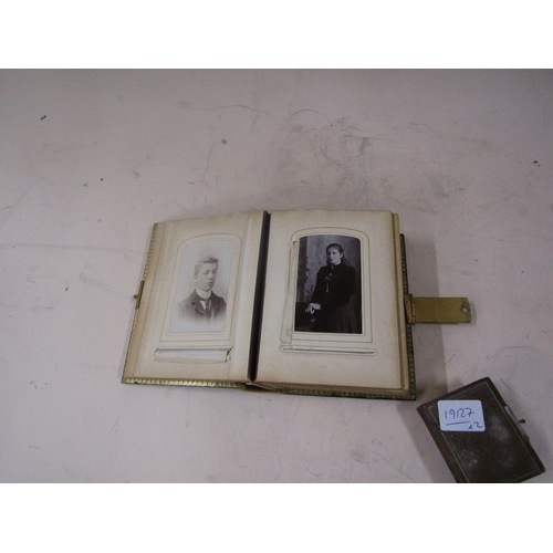 1499 - LATE VICTORIAN PHOTOGRAPH ALBUM WITH FERN WARE BOARDS; SMALL LEATHER BOUND PERSONAL PHOTO ALBUM