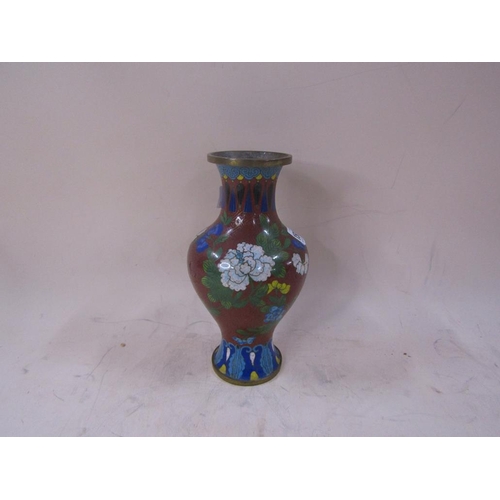 1501 - CLOISONNE VASE OF BULBOUS FORM, 23CM H