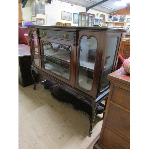 2028 - LATE VICTORIAN GLAZED STANDING SIDE CABINET 122 x 104 cms