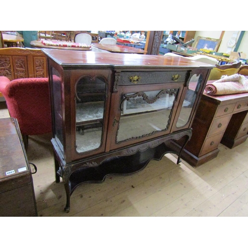 2028 - LATE VICTORIAN GLAZED STANDING SIDE CABINET 122 x 104 cms