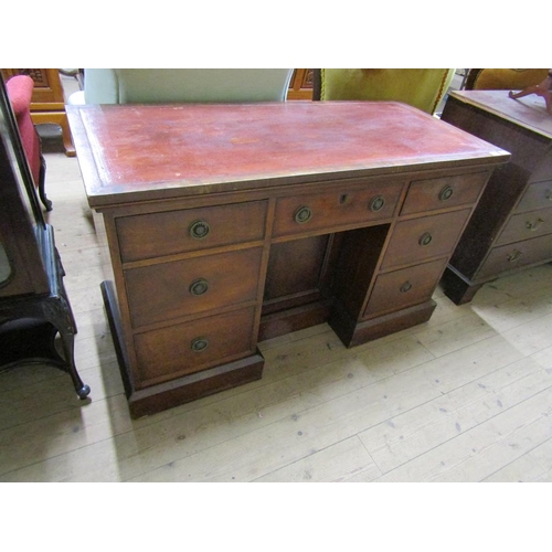 2029A - LATE 19c MAHOGANY TWIN PEDESTAL DESK WITH LEATHER WRITING TOP 123 x 76 cms