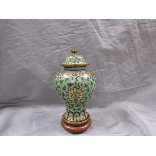 1490A - CLOISONNE VASE AND STAND