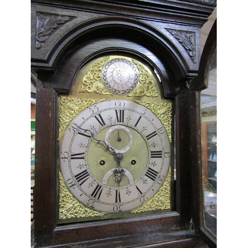 1286A - LATE 18/EARLY 19c EIGHT DAY LONGCASE CLOCK ARCHED DIAL NAMED JAMES GARD OF LONDON IN LATER CARVED CA... 