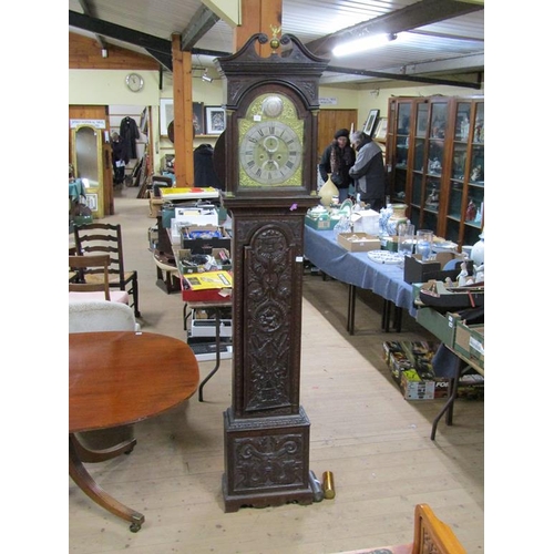 1286A - LATE 18/EARLY 19c EIGHT DAY LONGCASE CLOCK ARCHED DIAL NAMED JAMES GARD OF LONDON IN LATER CARVED CA... 