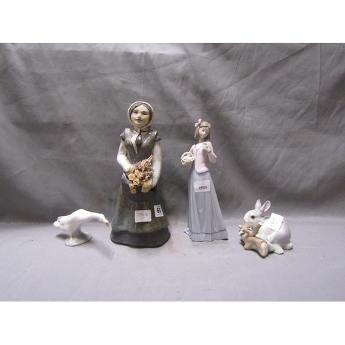 61 - COLLECTION OF CERAMIC AND PORCELAIN FIGURES TO INCL LLADRO