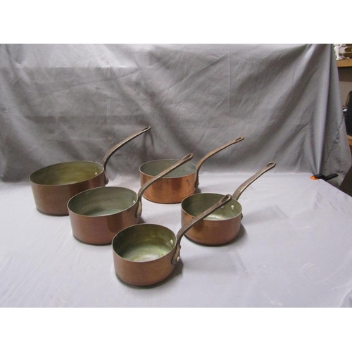 63 - SET OF COPPER SAUCEPANS