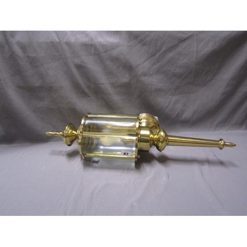 87 - BRASS GLASS PANEL WALL LIGHT