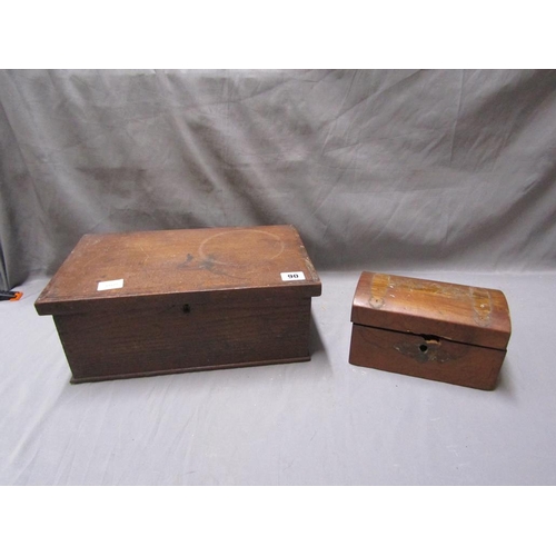 90 - ANTIQUE OAK BOX; ONE OTHER