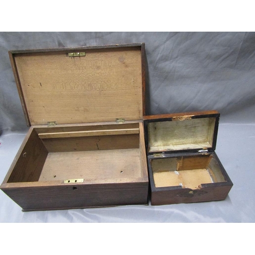 90 - ANTIQUE OAK BOX; ONE OTHER