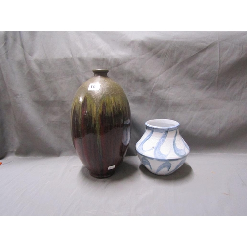 100 - STDUIO POTTERY VASE; ONE OTHER