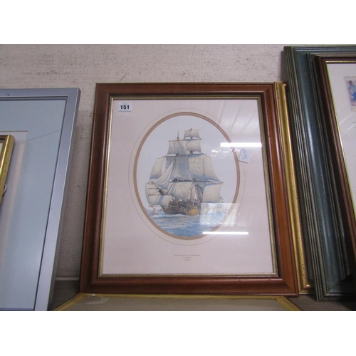 151 - QTY OF FRAMED SAILING SHIP PRINTS