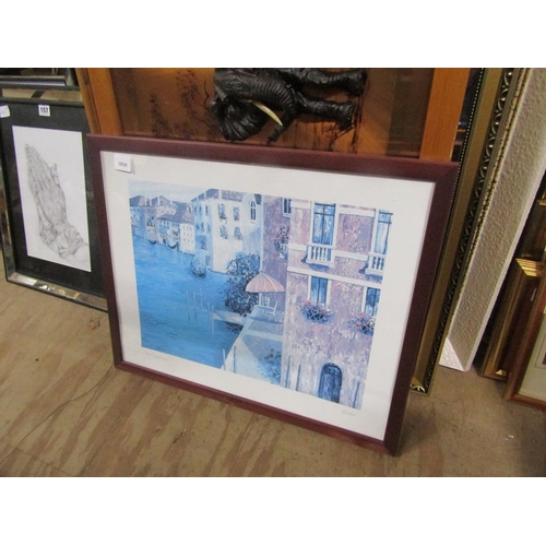 156 - QTY OF FRAMED OILS, PRINTS ETC; MIRROR