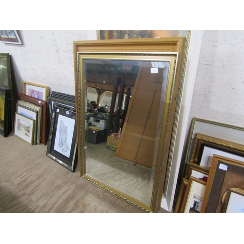 156 - QTY OF FRAMED OILS, PRINTS ETC; MIRROR