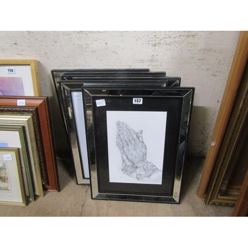 156 - QTY OF FRAMED OILS, PRINTS ETC; MIRROR