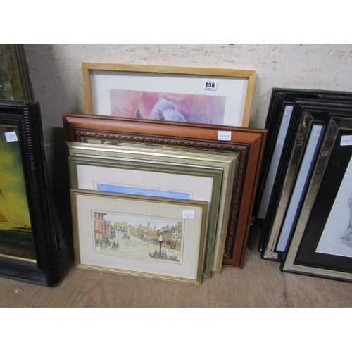 158 - FRAMED PRINTS, WATERCOLOURS ETC